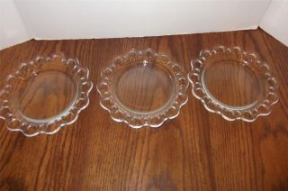 VINTAGE ANCHOR HOCKING CLEAR DEPRESSION GLASS LACED EDGES PLATES