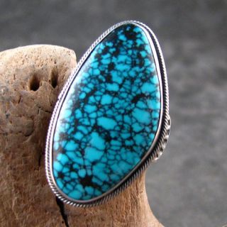 Navajo Gary Reeves Hand Crafted Sterling Silver Chinese Turquoise Ring