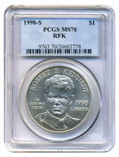 1998 s $1 PCGS MS70 Robert F Kennedy Modern Commemorative