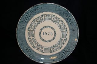1973 Blue Currier Ives Royal China Calendar Plate