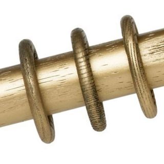  Romantica 50mm Wooden Curtain Pole Rings, Grained Antique Gold, 4 Pack