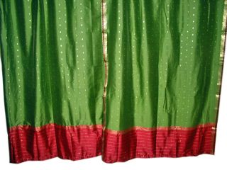  Curtain Drape Silk Green Red Saree Curtains Window Drapes Panel 84