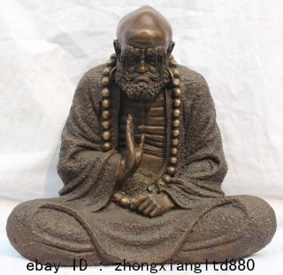  Chinese Pure Bronze Arhat Seat Damo Bodhidharma Dharma Buddha Statue