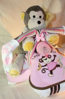 Custom DIAPER TRIKE MONKEY gift baby shower diaper cake SCENTSY girl