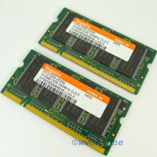  2x512MB PC2700 DDR333 333MHz 200pin DDR SODIMM Laptop Memory