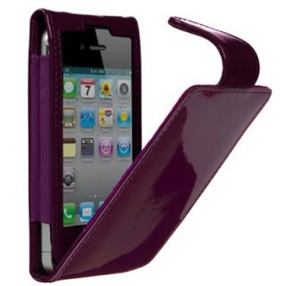Cygnett Glam Patent Purple Leather Flip Case Cover for iPhone 4 and 4S