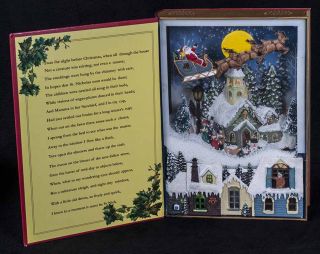 LED Resin Christmas Music Book Blowing Snow Village Carolers Lights Up