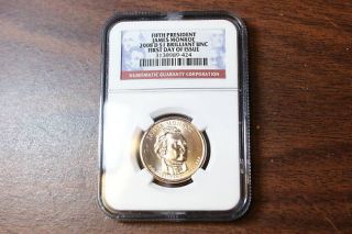 2008 D James Monroe BU Dollar NGC First Day of Issue