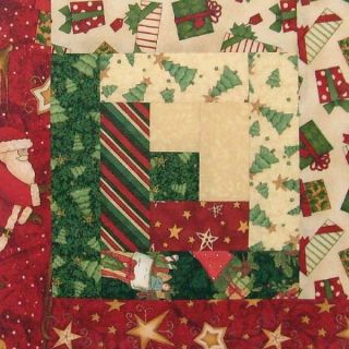 Mumm Christmas 12 Block Log Cabin Pre Cut Patchwork Quilt Kit Santas