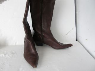 Franco Sarto 9 5 Womens Brown Leather Tall Boots w Zipper Pointed Toe