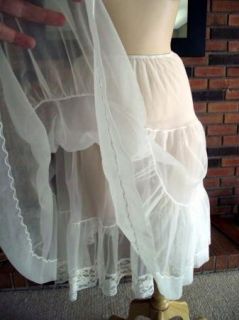 Vintage Virgin White Pillow Tab Double Chffon Ruffled Petticoat