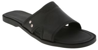 Ralph Lauren Mens Black Textured Calf Declan Slide Sandals