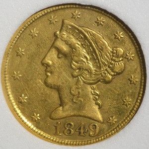 This auction is for one Dahlonega, GA minted 1849 D Gold $5 Half Eagle