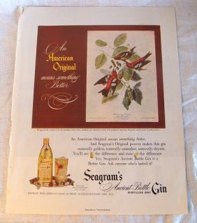1948 Seagrams Gin Print Ad American Original Audubon