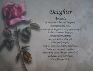 Daughter Personalized Poem Birthday Present or Christmas Gift Idea Red