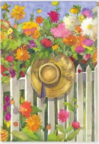 Spring Flowers Picket Fence Decorative House Flag