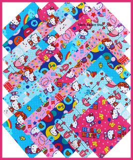 David Textiles Hello Kitty 5 Fabric Quilting Squares