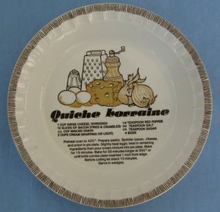 Royal Stoneware Ceramic Pie Deep Dish Plate w/ Quiche Recipe