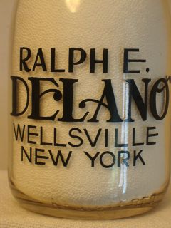  Milk Bottle Fall Brook Dairy Farm Ralph Delano Wellsville NY VERY RARE