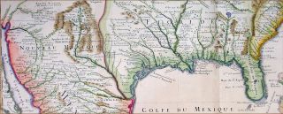 1703 1708 Delisle Large Antique Map Mexico Louisiana Colonial United