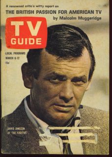 TV Guide March 6 1965 David Janssen The Fugitive 3 Stooges Joanna Lee