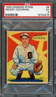 1934 36 Diamond Stars #9 Mickey Cochrane   Detroit Tigers   HOF   PSA