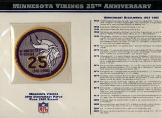 Willabee Ward Minnesota Vikings 25 Anniversary Patch