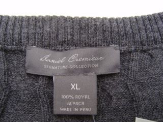 New Daniel Cremieux 100% Royal Alpaca Wool Men Sweater V Neck Cable