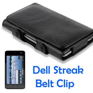 Dell Streak O2 UK AT T Dell Mini 5 Black Leather Belt Clip Pouch Case