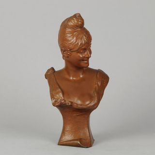 Antique Art Nouveau Bronze Entitled Coy Maiden by Georges Van Der