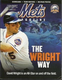 August 24 2008 Mets vs Astros Magazine Program David Wright