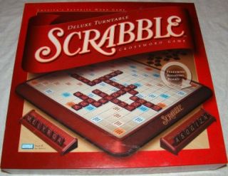 Scrabble Deluxe Turntable Crossword Game Excellent Condition Burgandy