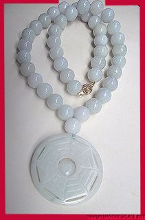 Stunning natural carved white jade jadeite pendant necklace
