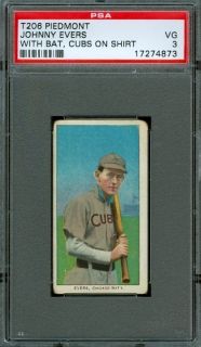1909 11 T206 Johnny Evers Cubs on Shirt PSA 3 Chicago Cubs HOF RARE