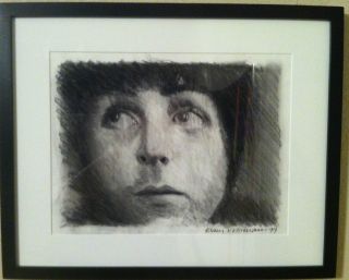 KLAUS VOORMANN VERY RARE SIGNED ORGINAL CHARCOAL DRAWING OF PAUL
