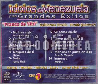 Idolos de Venezuela CD Melissa Karina Franco de Vita