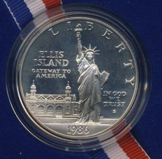  Liberty Commemorative Silver Dollar Proof DCAM Box COA Ellis Island