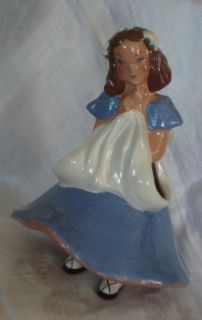 Vtg California Pottery 40s Girl Figurine Planter Vase Signed Jessie