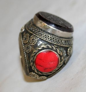 Persian Antique Wax Seal Ring Sterling Silver Filigree circa 1920s