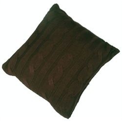  Reversible Cable Knit Decorative Pillow 18 x 18 Chocolate Brown