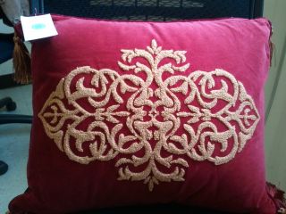 Martha Stewart Velvet Emblem Decorative Bed Pillow 16 x 20