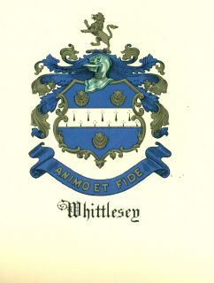 Great Coat of Arms Whittlesey Family Crest genealogy, would look great