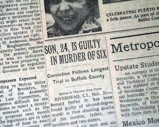 AMITYVILLE NY MURDERS Ronald Defoe Jr. GUILTY Horror Movie Fame 1975