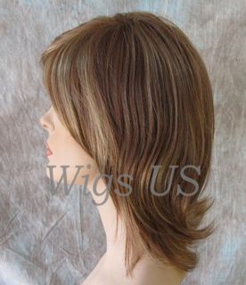 Wiigs Medium Long Side Bang Flipped Ends Style Wig Blonde Red Brown