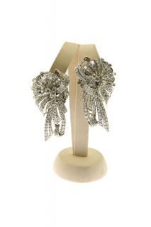  12a 4p eastern estate platinum ladies diamond cluster deco earrings