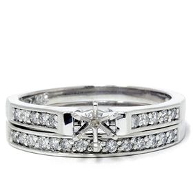 Diamond Engagement Mount Matching 14k Wedding Ring Band Setting Pave