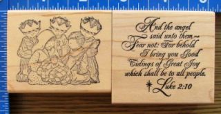 Lot Set 2 Delafield Rubber Stamps Christmas Nativity Bible Verse