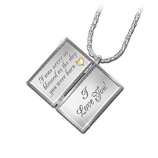 Dear Daughter Letter Of Love Engraved Diamond Locket Necklace