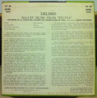 10 UK 1950 FFrr ROGER DESORMIERE delibes sylvia ballet LP VG+ LPS 184