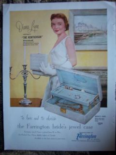  Vintage Harrington Jewelry Box for Bride Diana Lynn Photo Ad